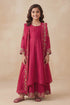 Hirika & Dhruti Red Hand Embroidered Anarkali Sharara Set For Kids