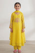 Buy Hirika & Dhruti Yellow Marodi Work Chanderi Kurta Set For Kids at Aza Fashions