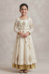 Buy Hirika & Dhruti Off White Badla Hand Work Anarkali With Long Jacket For Kids at Aza Fashions