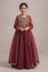 Buy Hirika & Dhruti Burgundy Dori Embroidered Angarkha Anarkali Set For Kids at Aza Fashions