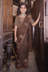 Buy Hirika & Dhruti Brown Lehar Saree With Embroidered Blouse For Kids at Aza Fashions