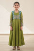 Buy Hirika & Dhruti Green Hand Work Embroidered Anarkali And Jacket Set For Kids at Aza Fashions