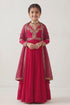 Hirika & Dhruti Pink Embroidered Anarkali And Dupatta Set For Kids