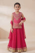 Buy Hirika & Dhruti Pink Zardozi Embroidered Kurta Lehenga Set For Kids at Aza Fashions