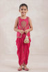 Buy Hirika & Dhruti Pink Marodi Work Top And Draped Skirt Set For Kids at Aza Fashions
