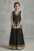Buy Hirika & Dhruti Black Hand Embroidered Jacket And Kali Sharara Set For Kids at Aza Fashions