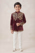 Buy Hirika & Dhruti Burgundy Sequin Embroidered Bandhgala For Kids at Aza Fashions