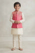 Buy Hirika & Dhruti Peach Embroidered Bundi And Kurta Set For Kids at Aza Fashions
