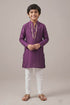 Buy Hirika & Dhruti Purple Tikki Lines Embroidered Kurta Set For Kids at Aza Fashions