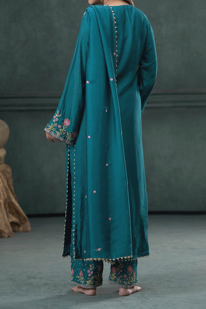 Shop Hirika &amp; Dhruti Green Dupatta Organza , Kurta And Pant Monga Hand Embroidered Set For Kids at Aza Fashions