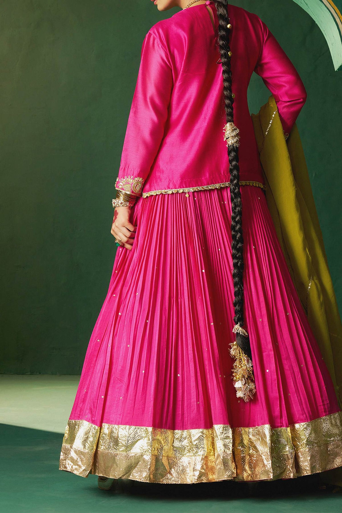 Shop Hirika &amp; Dhruti Rose Gold Hand Embroidered Kurta And Ghagra Set For Kids at Aza Fashions