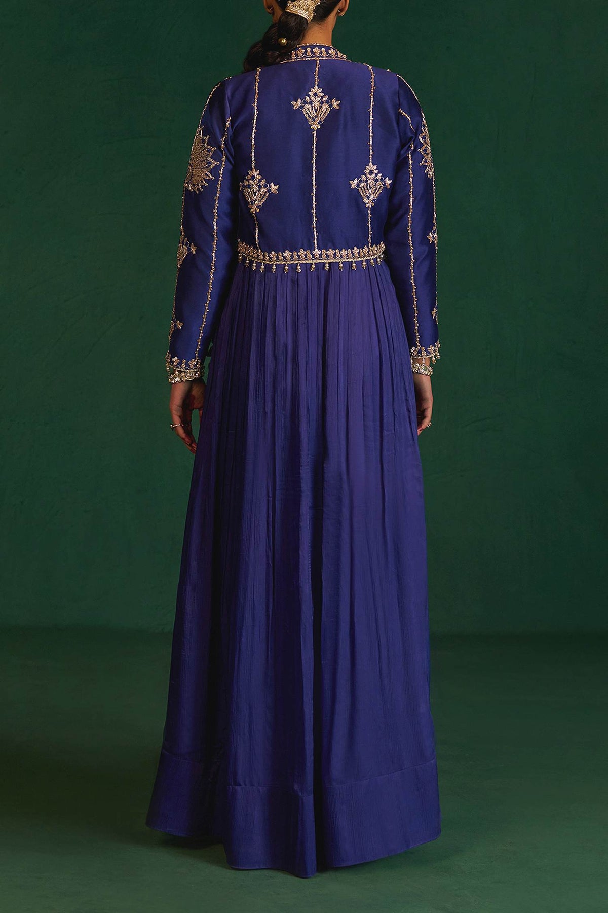 Shop Hirika &amp; Dhruti Blue Pleated Anarkali With Embroidered Jacket For Kids at Aza Fashions