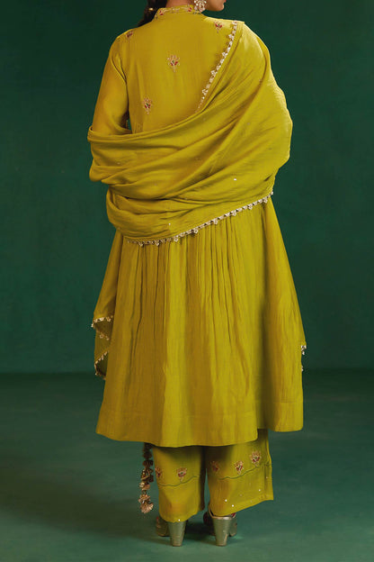 Shop Hirika &amp; Dhruti Green Marodi Work Anarkali Set For Kids at Aza Fashions