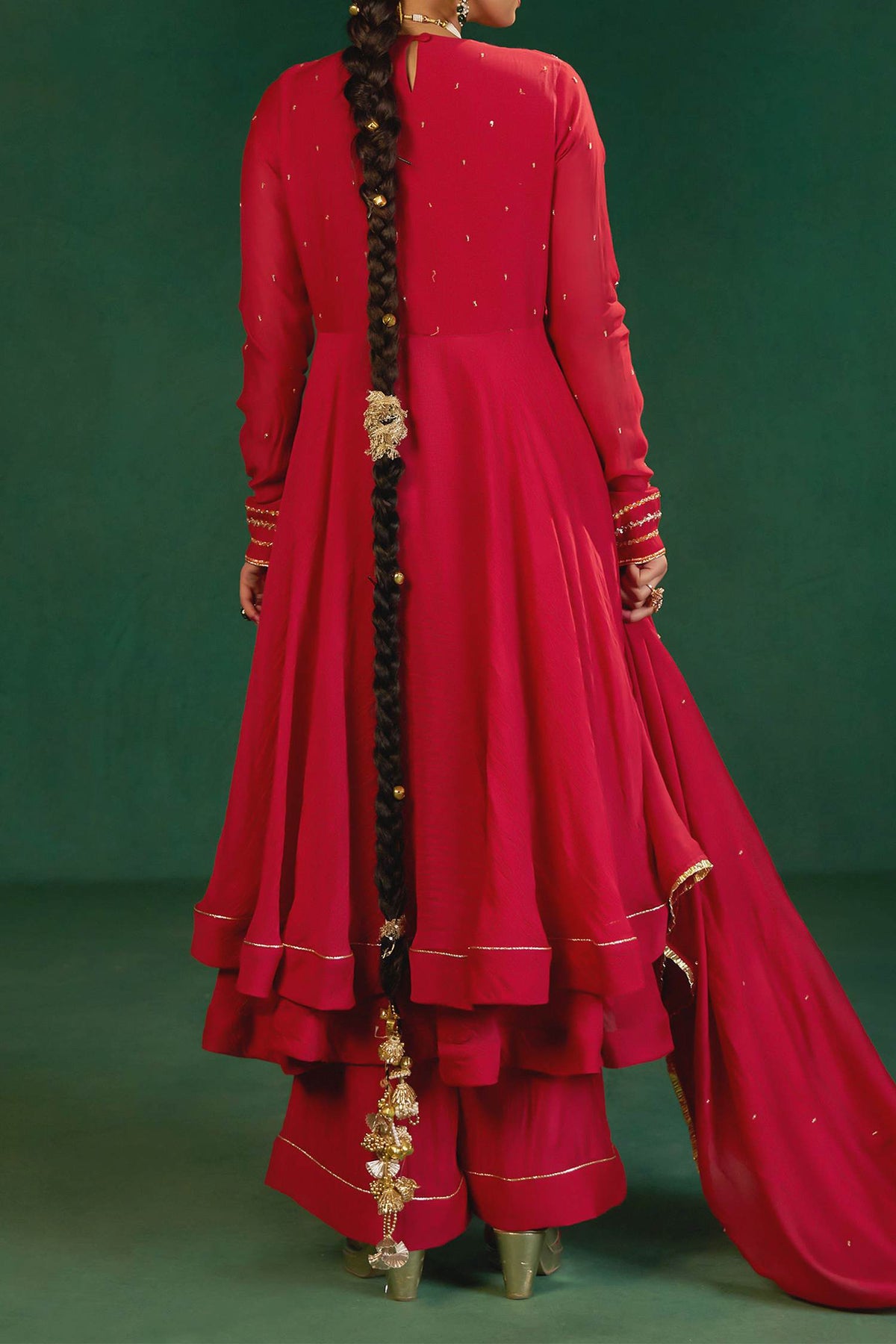 Shop Hirika &amp; Dhruti Red Double Layer Anarkali Set For Kids at Aza Fashions