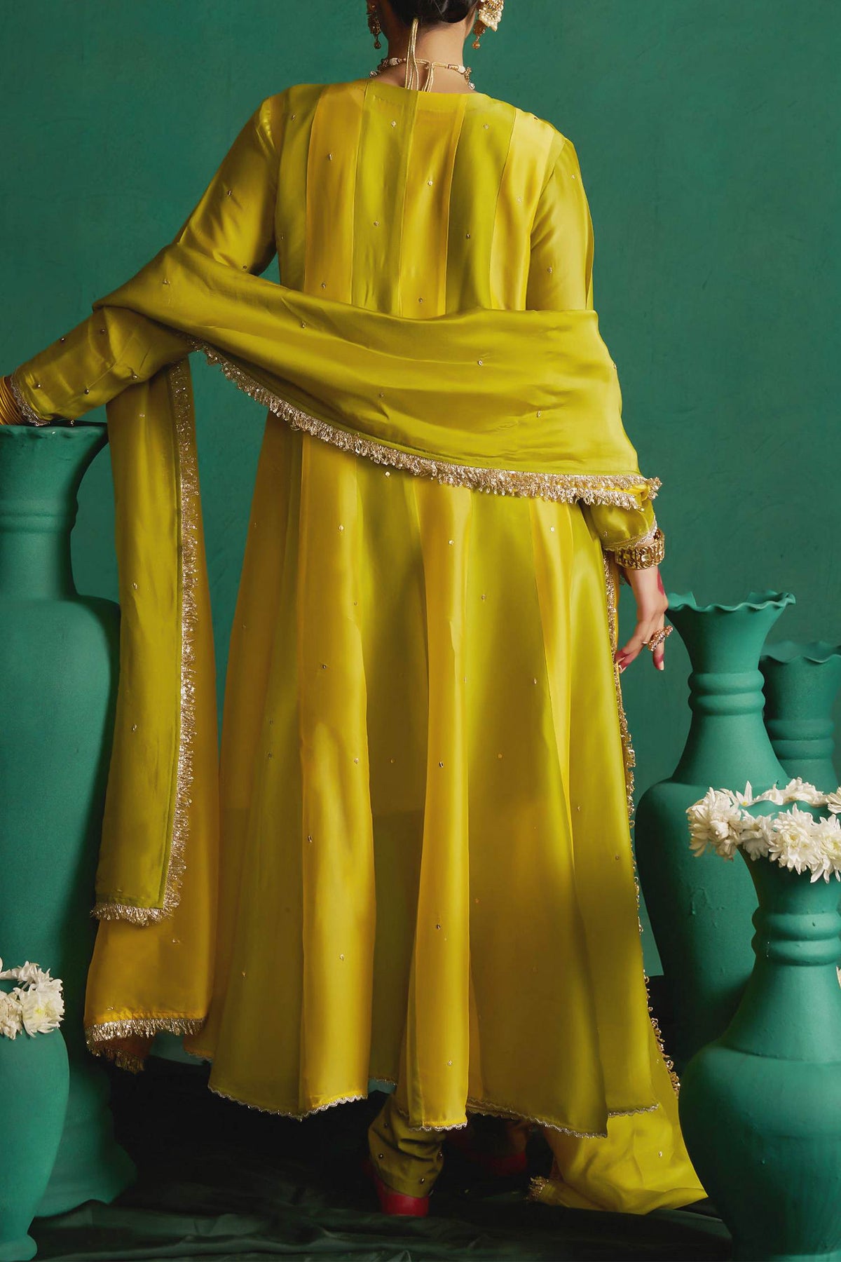 Hirika &amp; Dhruti Yellow Two Tone Kalli Anarkali Set For Kids
