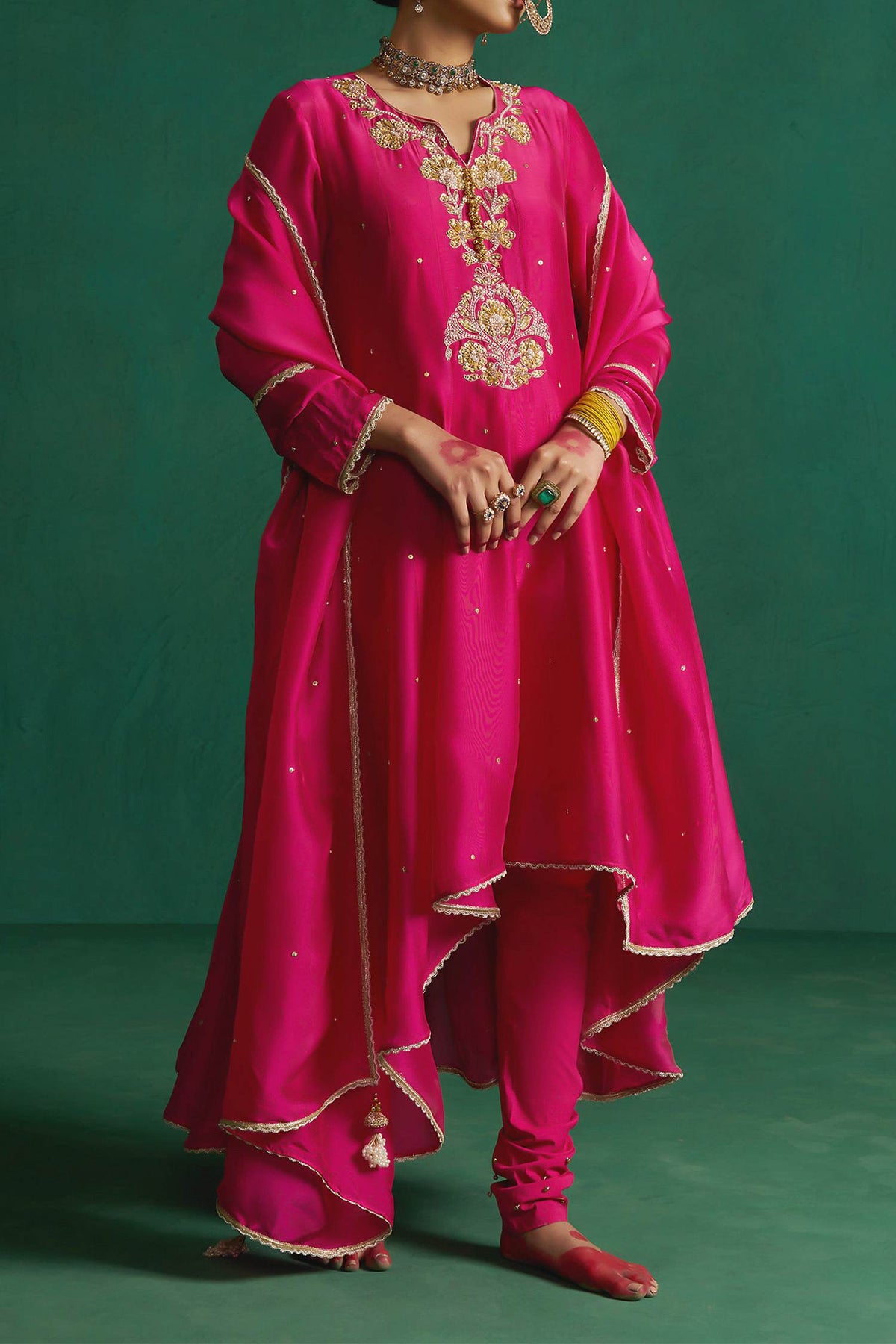 Shop Hirika &amp; Dhruti Pink Zardosi Anarkali Set For Kids at Aza Fashions