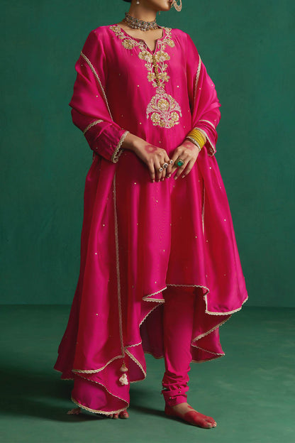 Shop Hirika &amp; Dhruti Pink Zardosi Anarkali Set For Kids at Aza Fashions