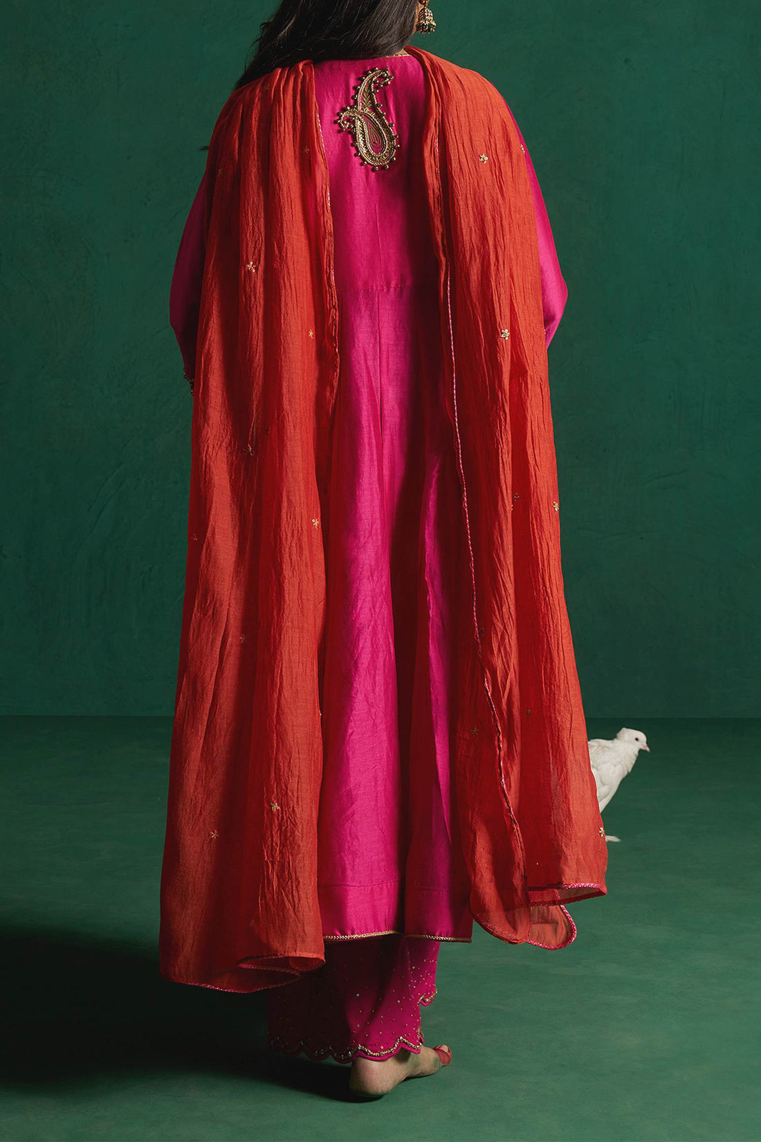 Shop Hirika &amp; Dhruti Orange Hand Embroidered Kurta Set With Dupatta For Kids at Aza Fashions