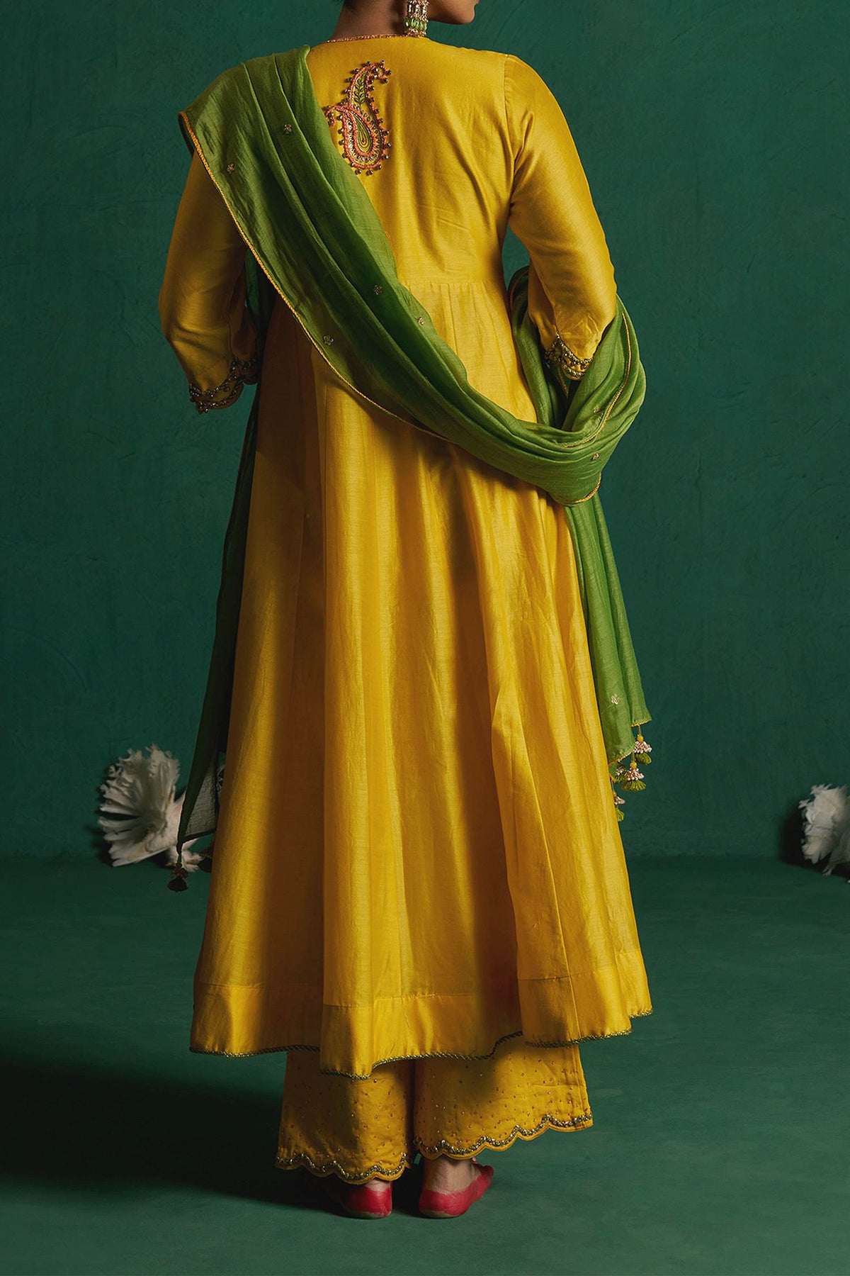 Shop Hirika &amp; Dhruti Yellow Hand Embroidered Dori Work Anarkali Set For Kids at Aza Fashions