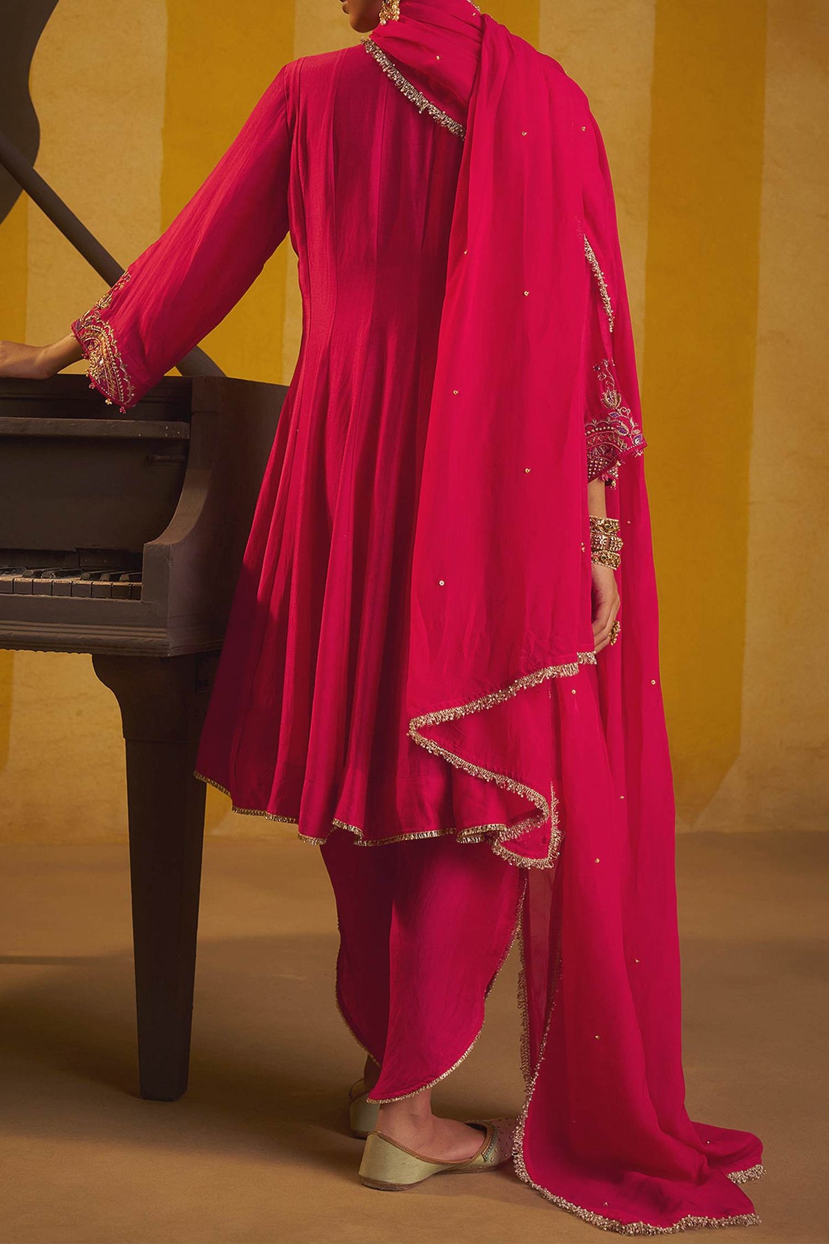 Shop Hirika &amp; Dhruti Pink Tikki Zardosi Kalli Kurta And Dhoti Set For Kids at Aza Fashions