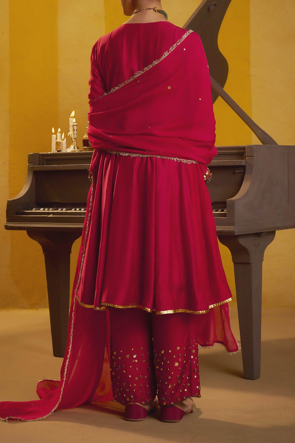 Shop Hirika &amp; Dhruti Red Hand Work Kurta Embroidered Pant And Dupatta For Kids at Aza Fashions