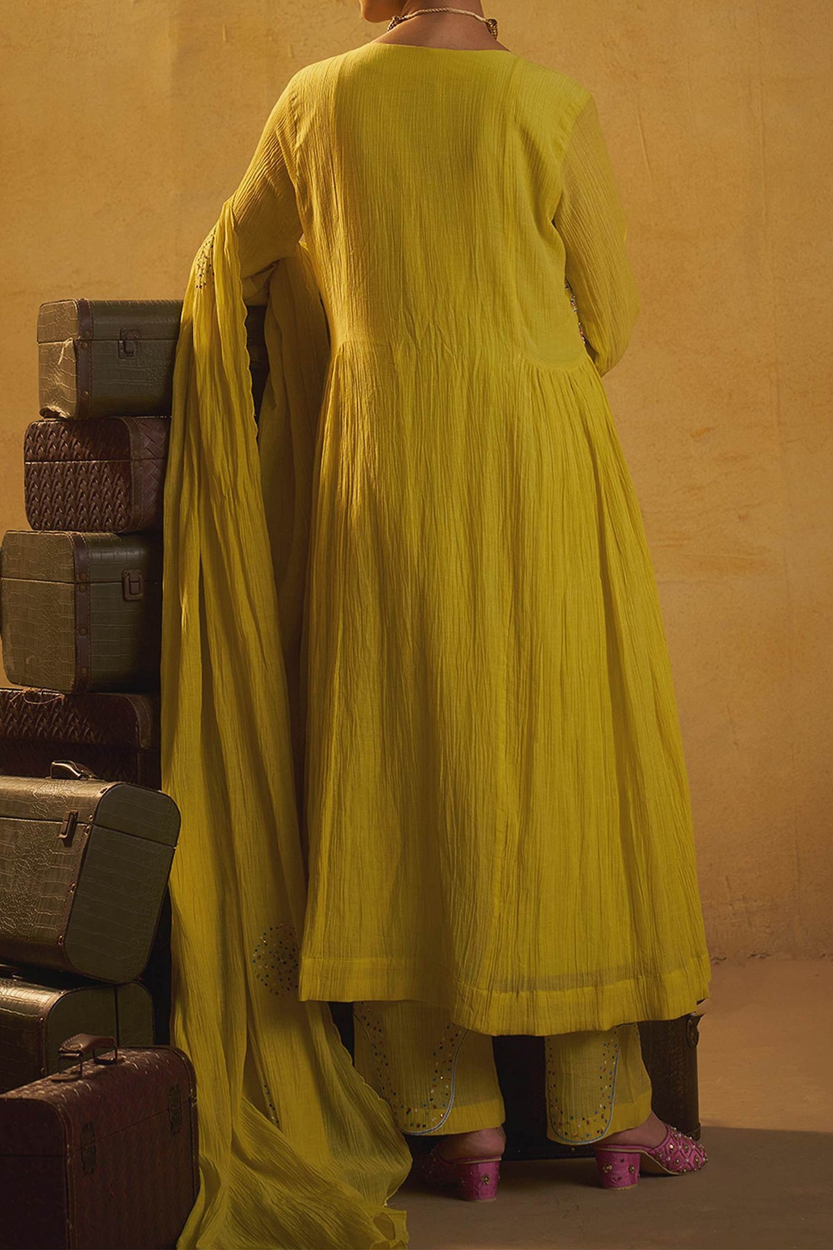 Shop Hirika &amp; Dhruti Yellow Thread Work Kurta Set With Butti Dupatta For Kids at Aza Fashions