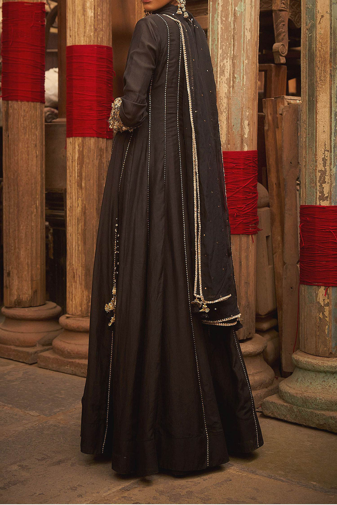 Shop Hirika &amp; Dhruti Black Hand Work Angarkha Set For Kids at Aza Fashions