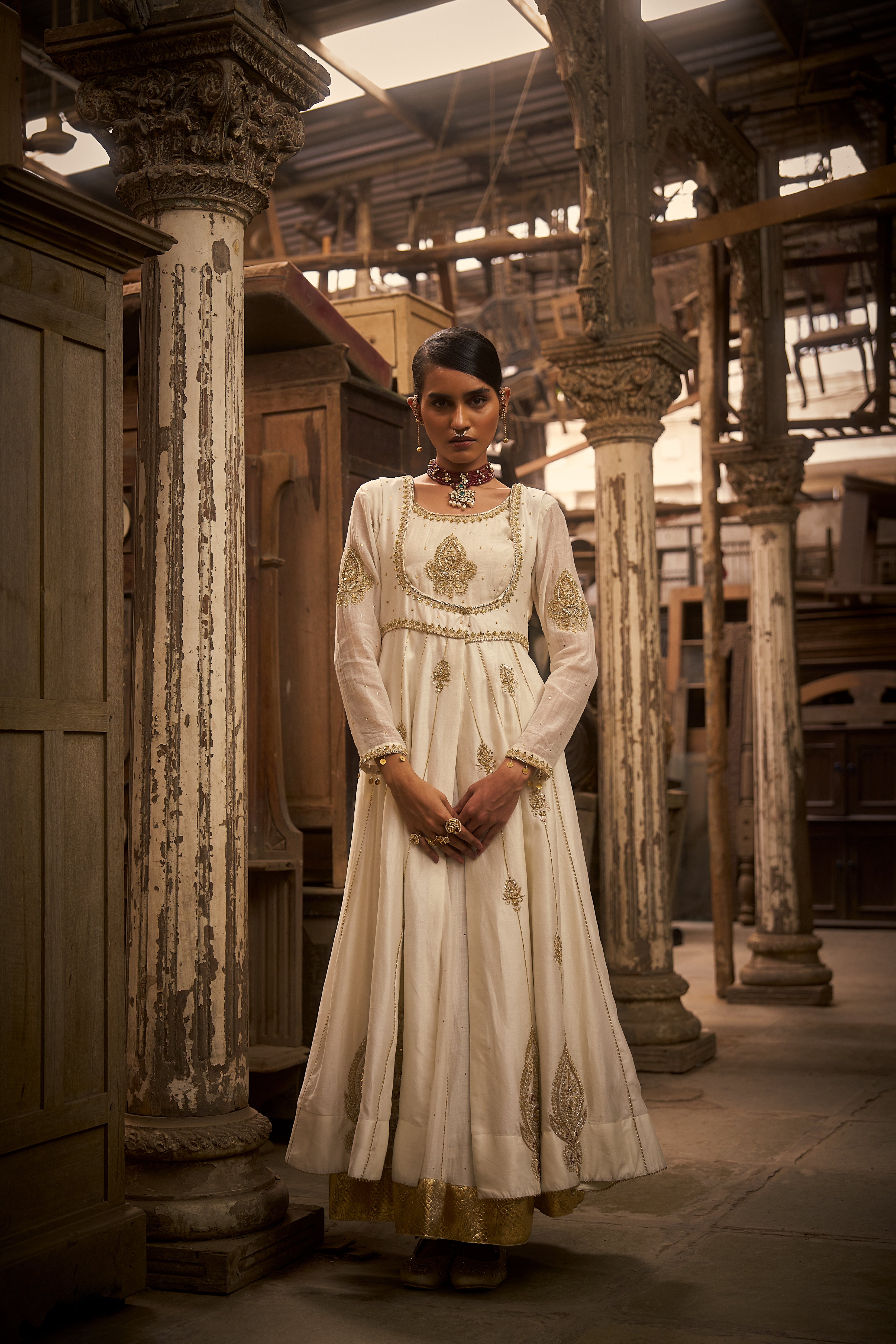 Ivory Anarkali Jacket