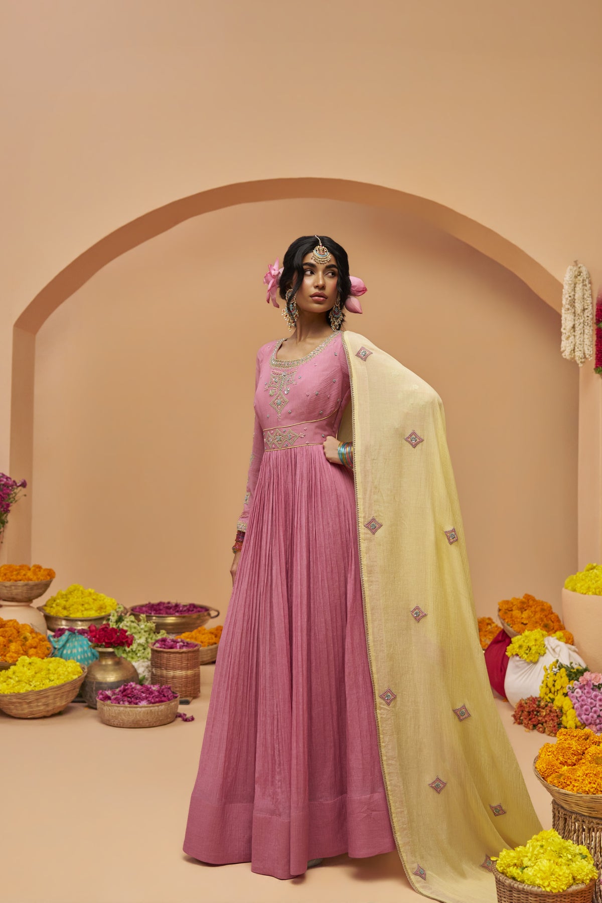 Lavender Pink Anarkali Set