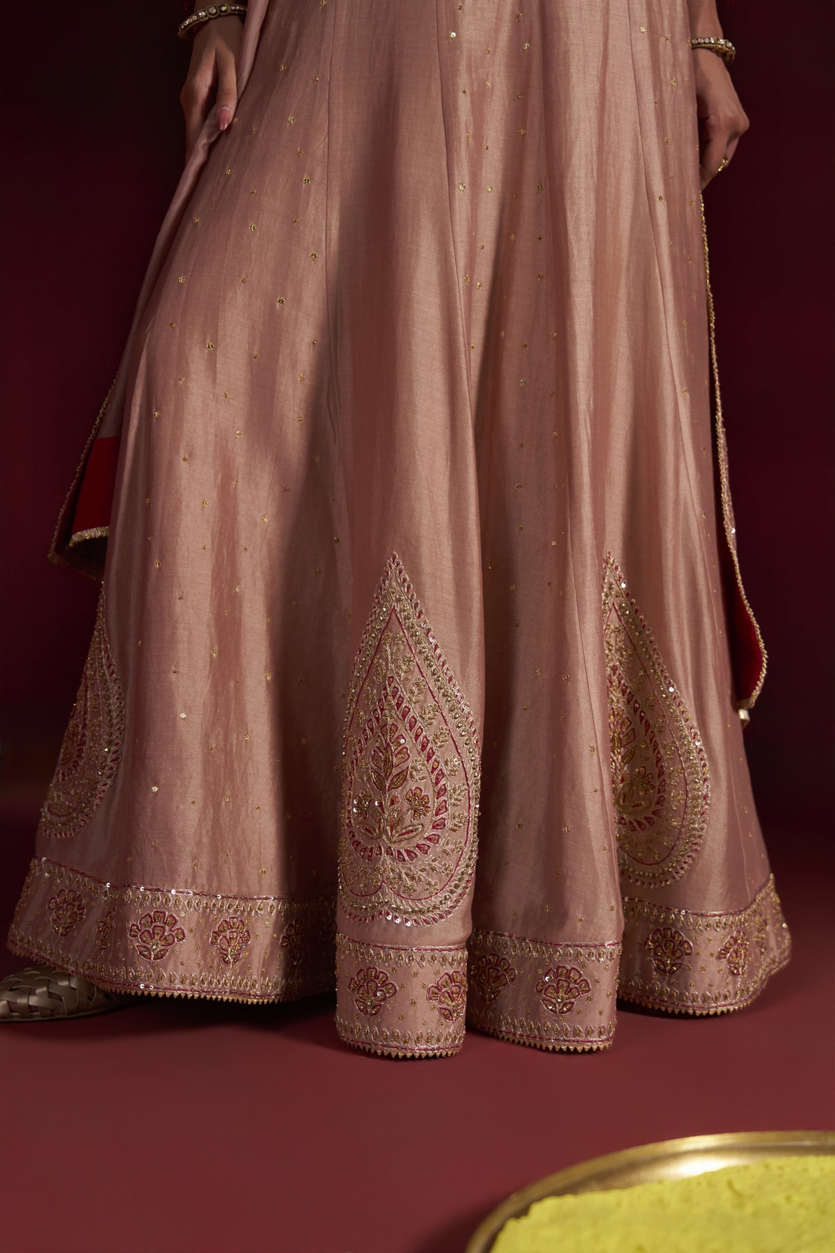 Beige Chanderi Anarkali Set