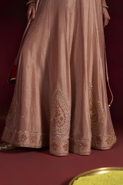 Beige Chanderi Anarkali Set