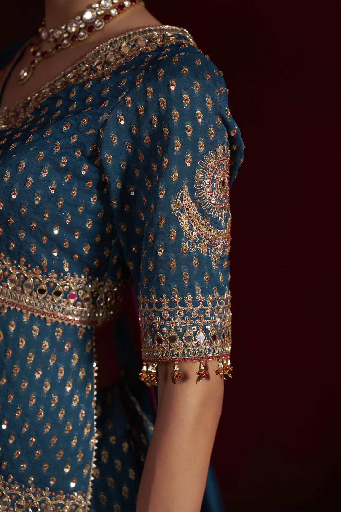 Teal Banarasi Lehenga Set