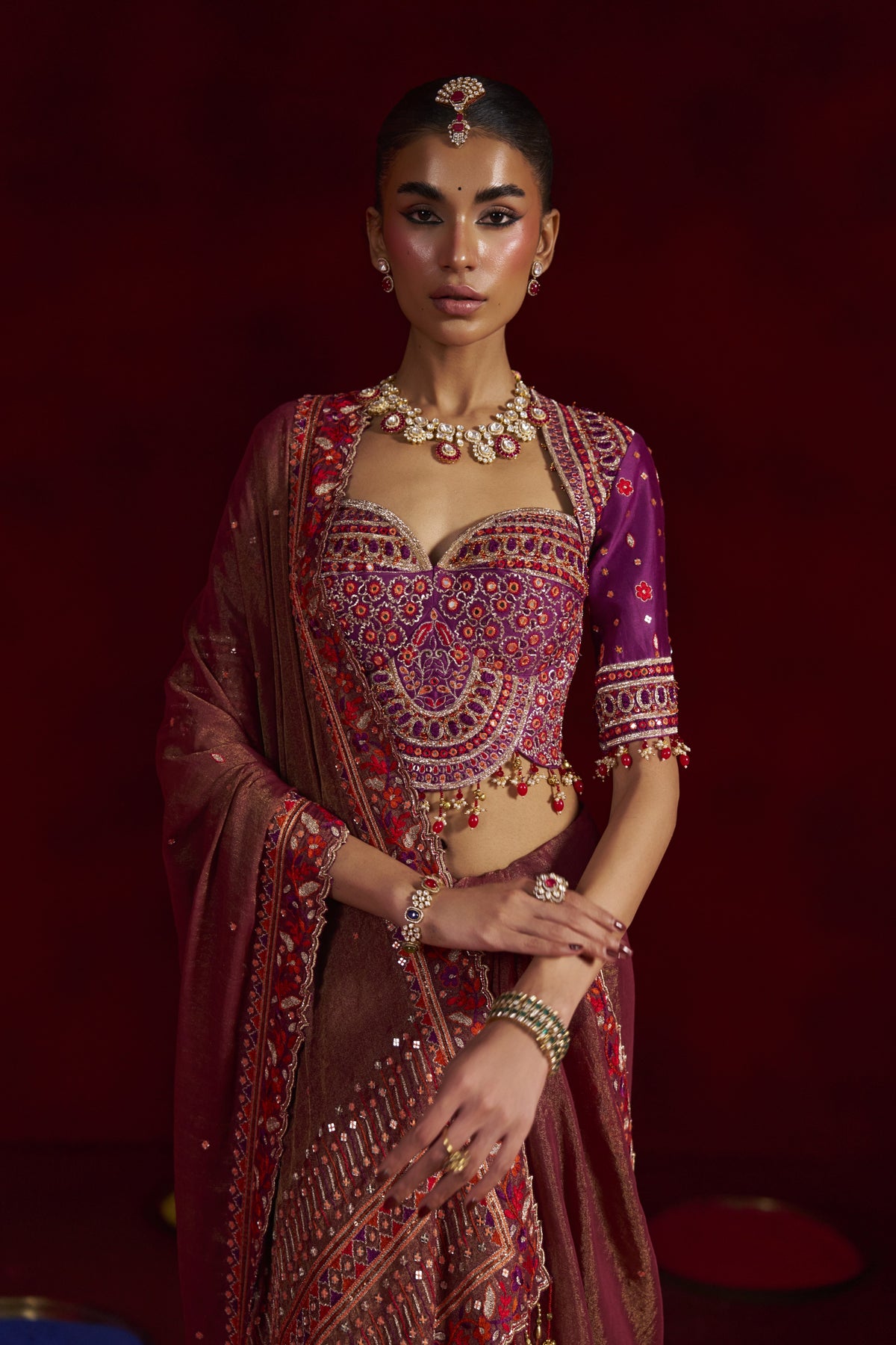 Rust Mochi Saree Set