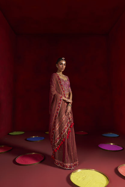 Rust Mochi Saree Set
