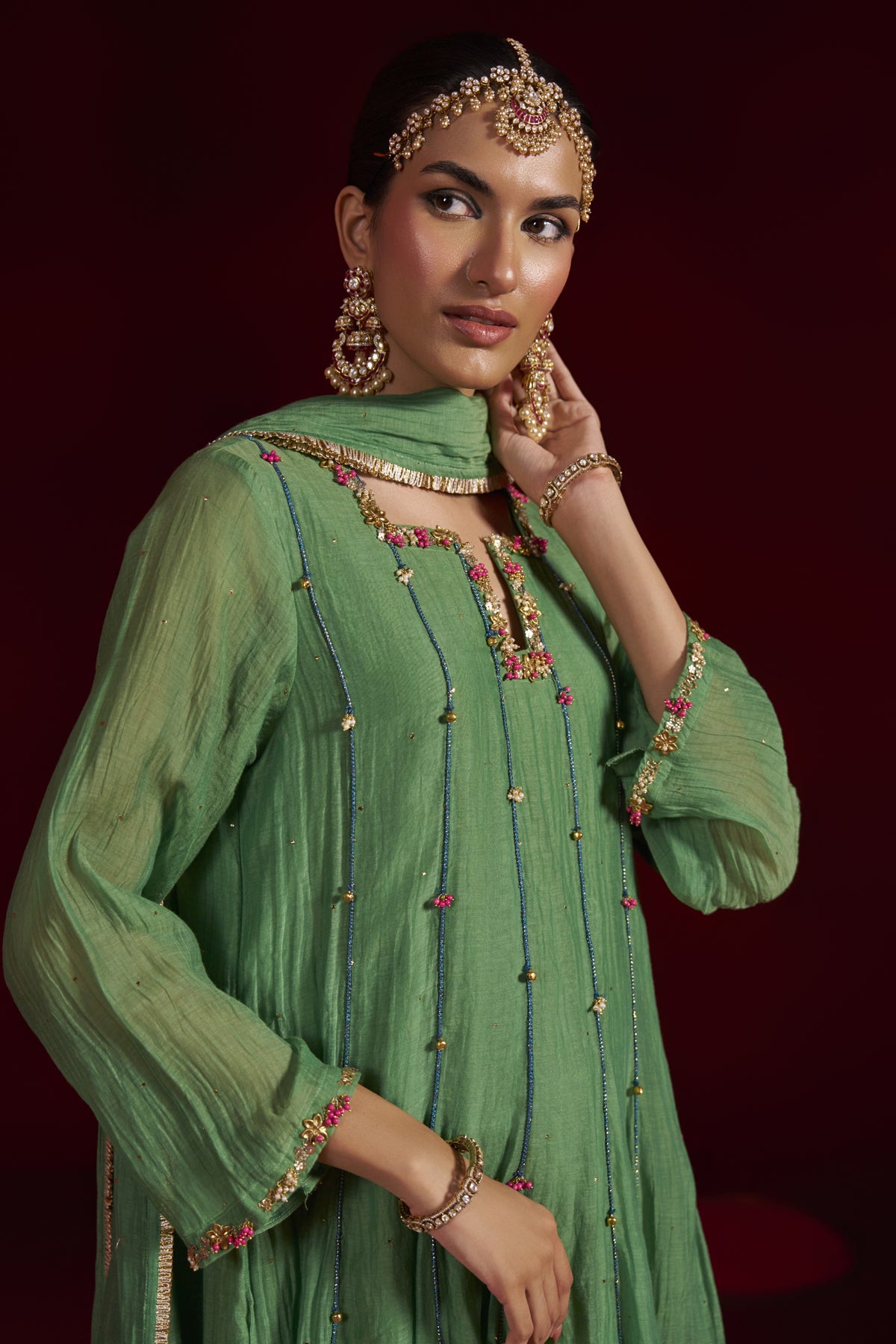 Green Ghungroo Kurta Set