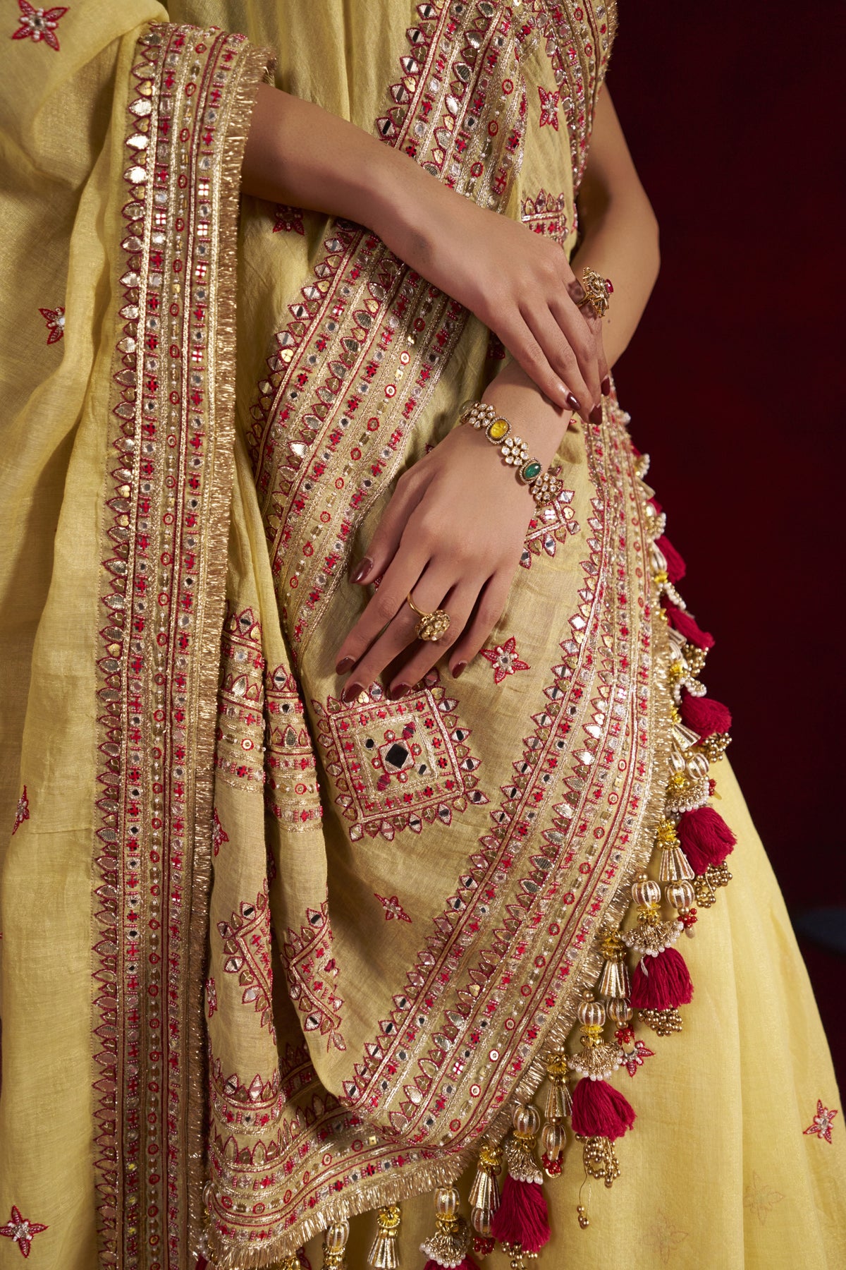 Yellow Gotta Saree Set