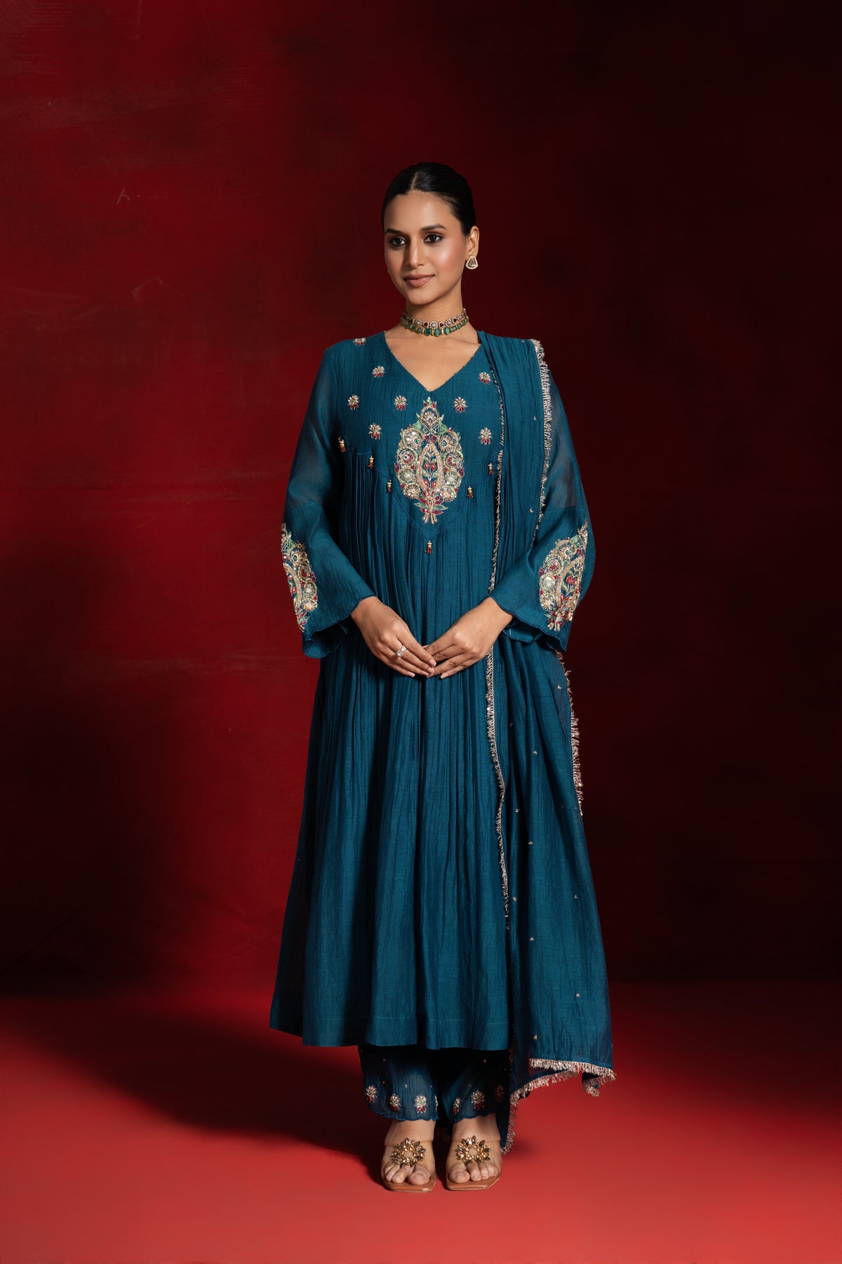 Teal Marodi Kurta
