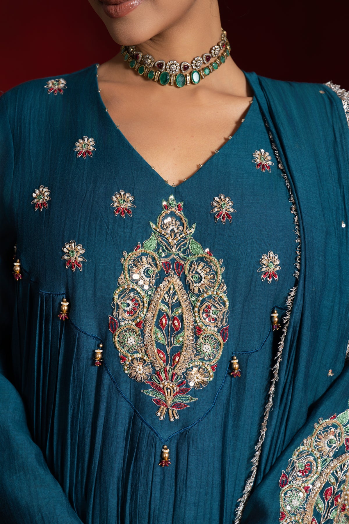Teal Marodi Kurta