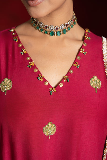 Red Patchwork Kurta