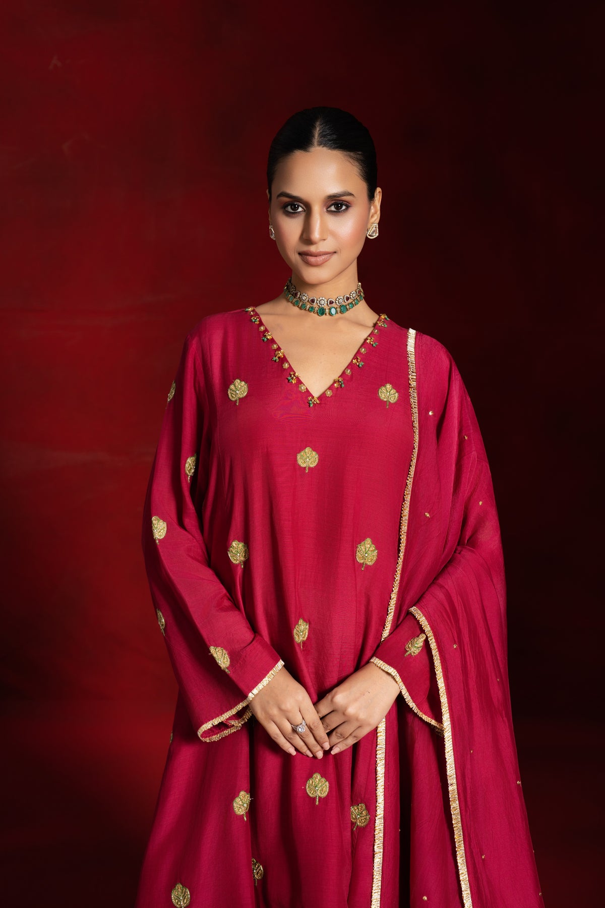 Red Patchwork Kurta