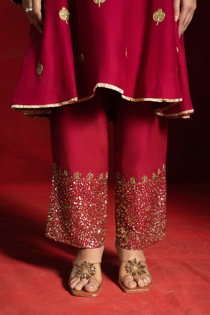 Red Patchwork Kurta
