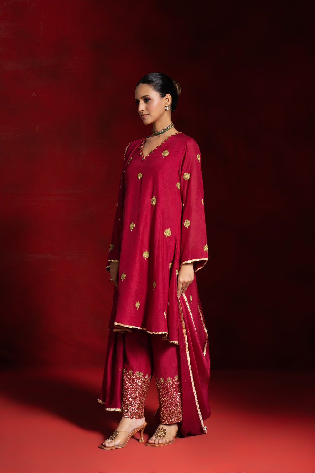 Red Patchwork Kurta