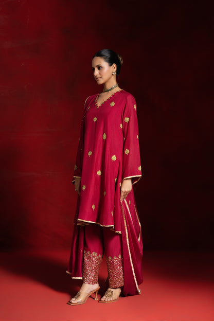 Red Patchwork Kurta