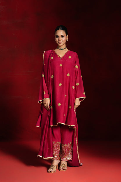 Red Patchwork Kurta