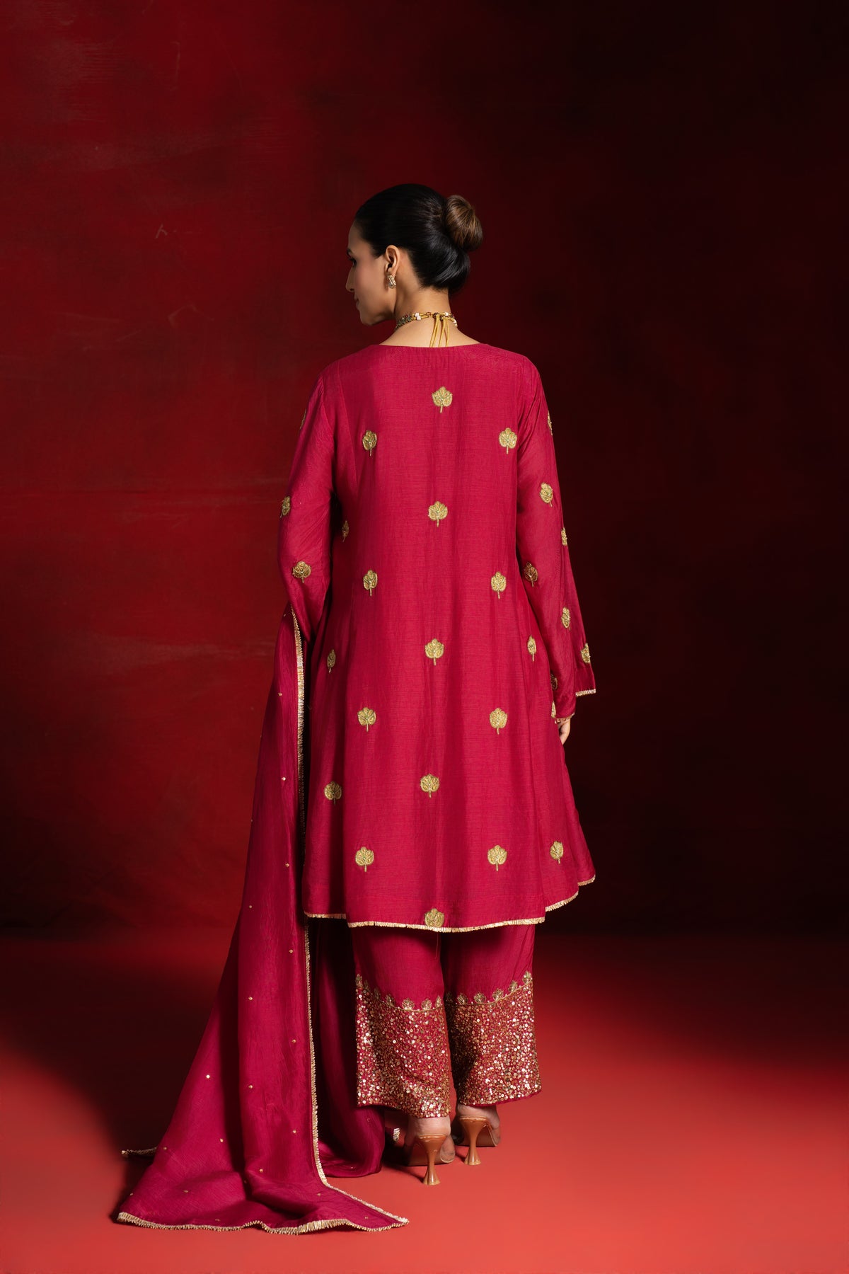 Red Patchwork Kurta
