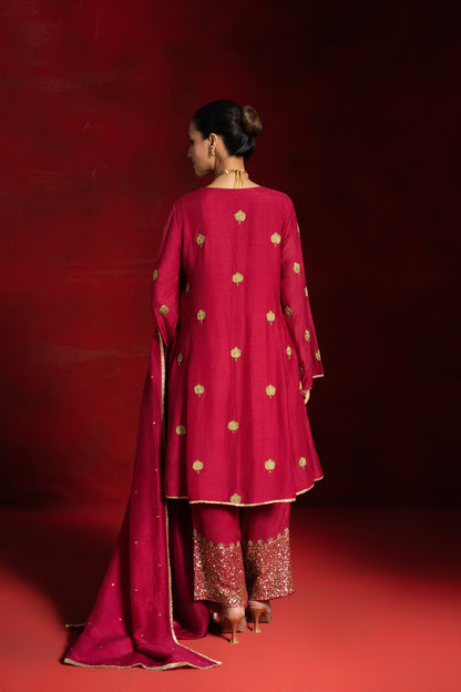 Red Patchwork Kurta