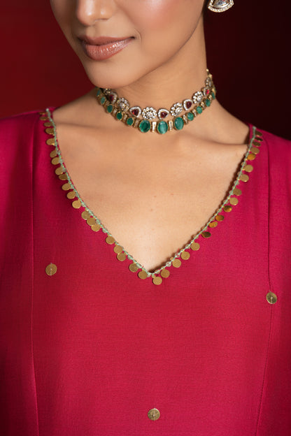 Red Tikki Kurta