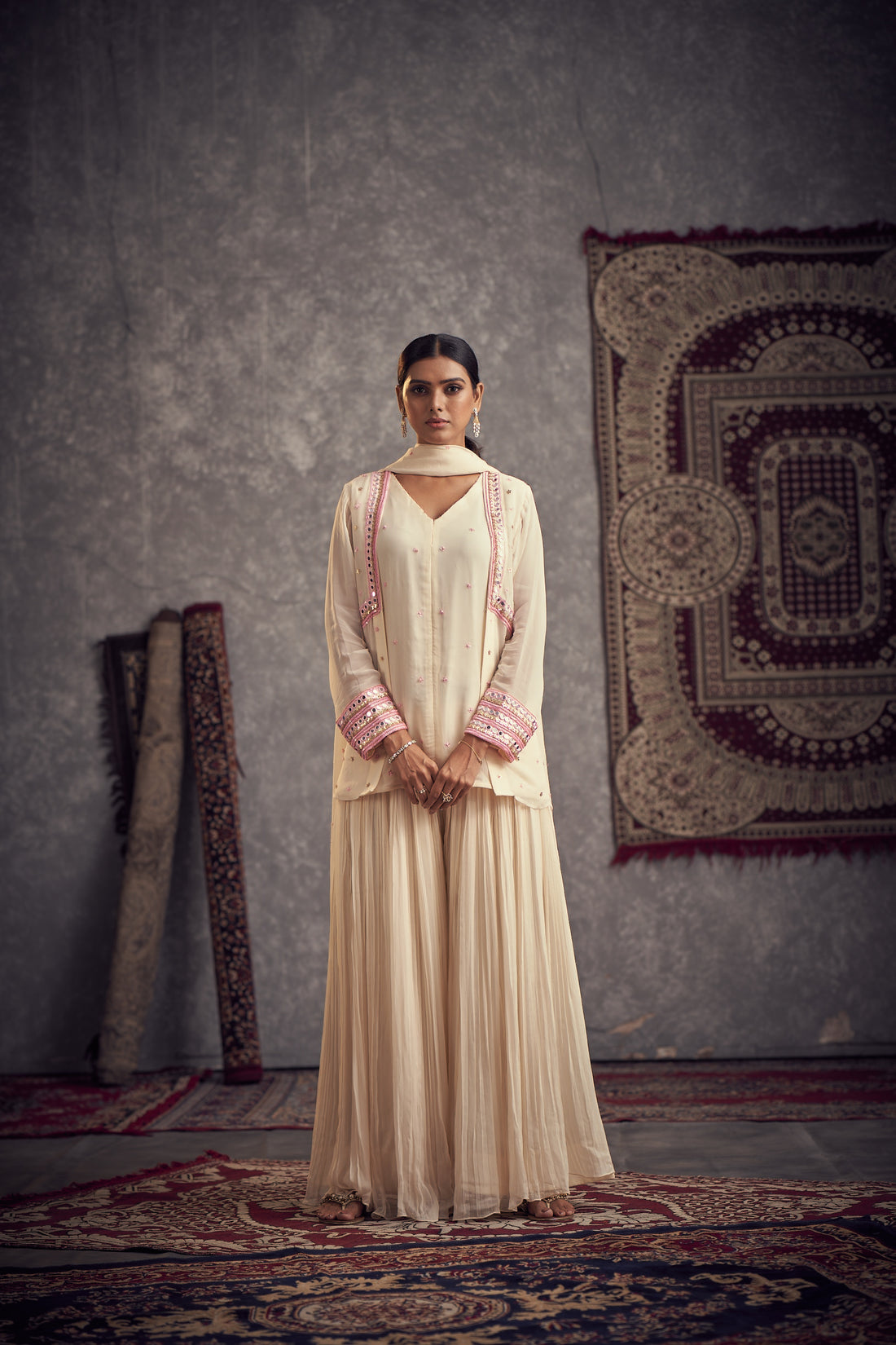 Gazal Ivory Jacket Kurta Set