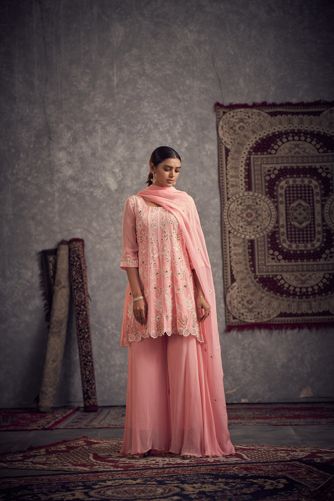 Gulaabi Kurta Sharara Set