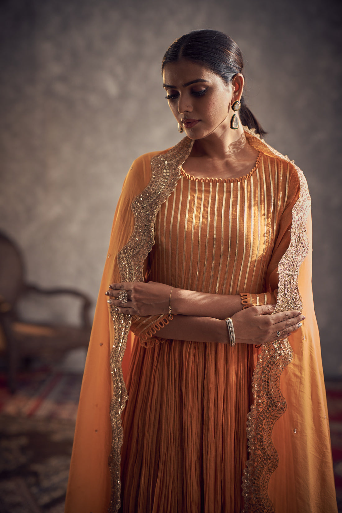 Gotta kesri anarkali set